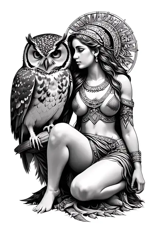 Athena And Owl Sitting