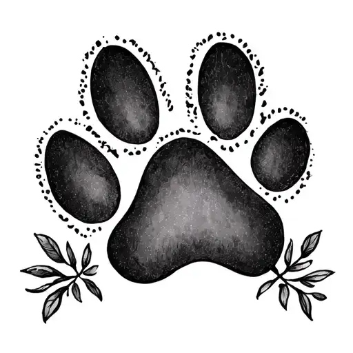 Fine Line Paw Print Letter W
