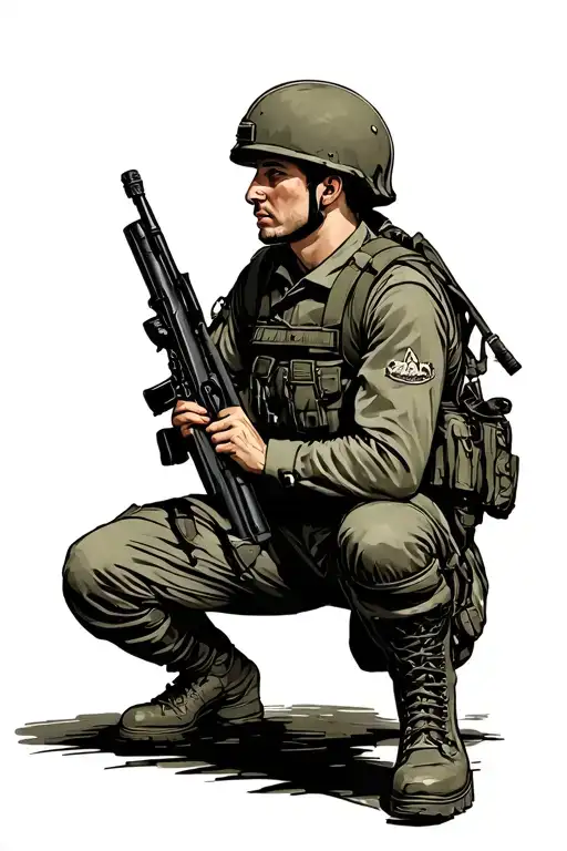Polish Soldier Kneeling