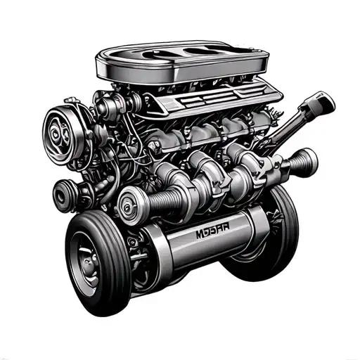 Engine Parts V8 Mopar Ratfink Style Tattoo Design