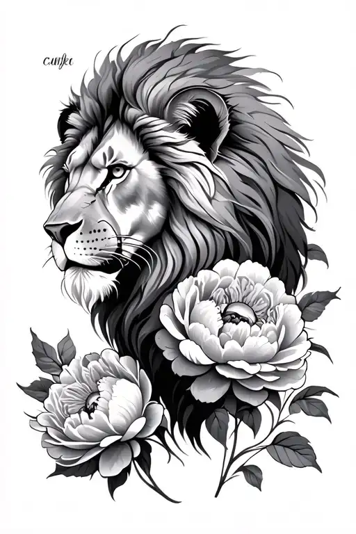 Peonies Lion