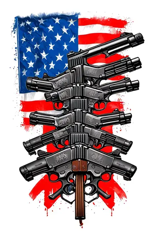 American Flag And 6 Gun