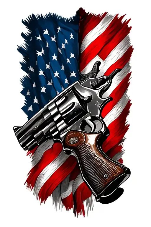 American Flag And Revolver