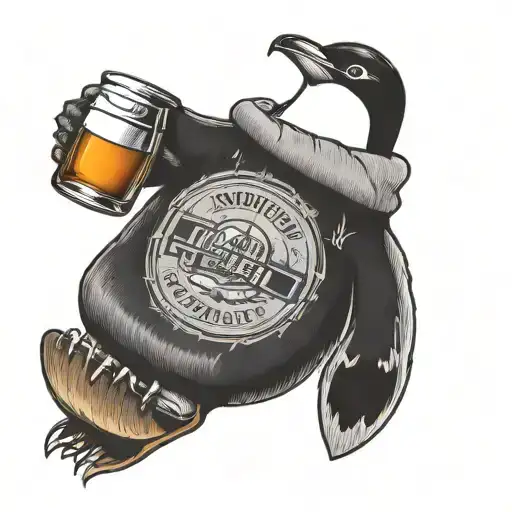 Aussie Snowboarding Penguin With Beer