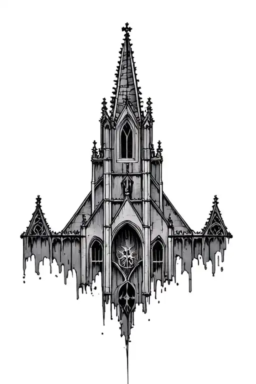 Upside Down Gothic Cathedral For Chest