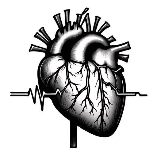 Heart With Pulse Line With Names