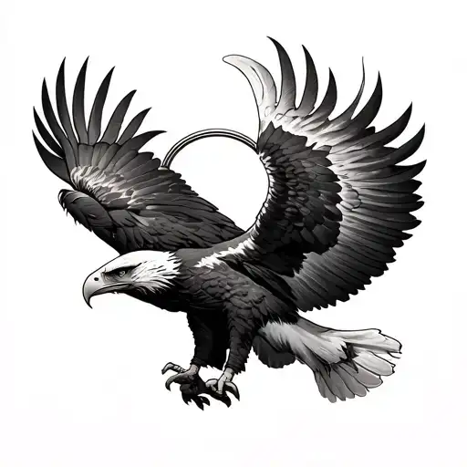 A Circular Ring Around The Arm With Different Stages Of A Eagle Molting