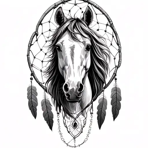 Horse Reering Dream Catcher Entangled
