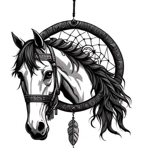 Horse Reering Dream Catcher Entangled With Egyptians Tones