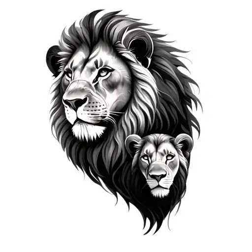 Lion Mother With Her Two Kids Names