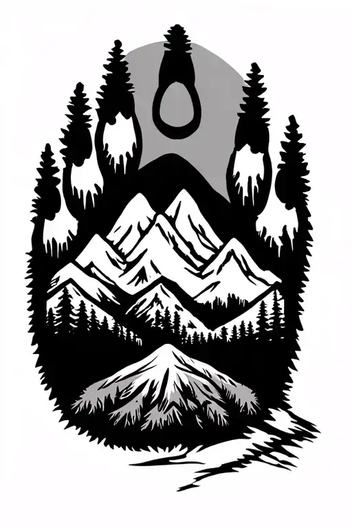 Bear Paw With Mountains Inside