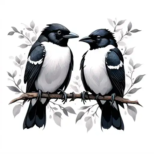 Magpies Facing Each Other