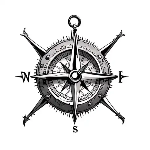 Steampunk Inspired Tattoo Featuring Nautical Compass