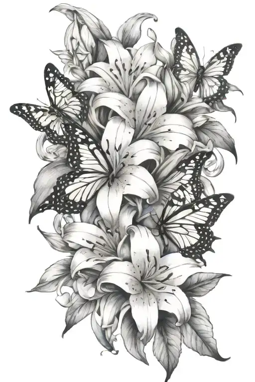 Lilies And Butterflies Fluttering