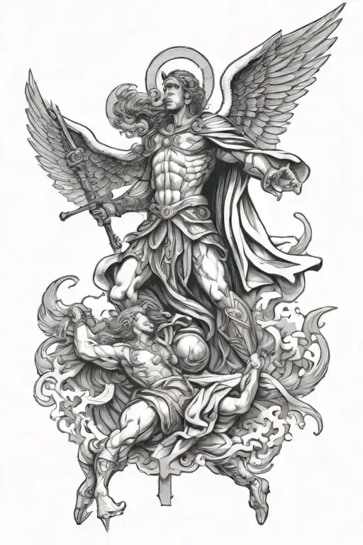 Archangel Michael Killing Lucifer