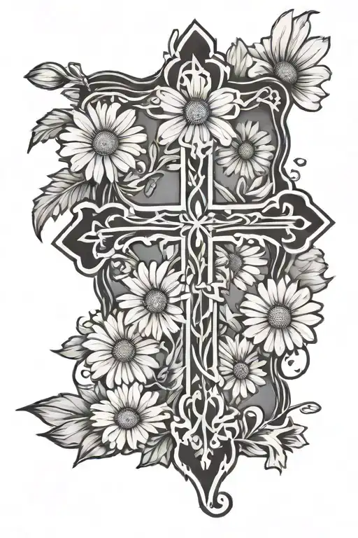 Cross With Daisies Floating