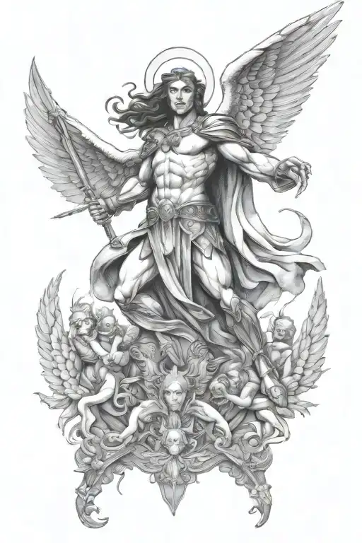 Archangel Michael Killing Lucifer