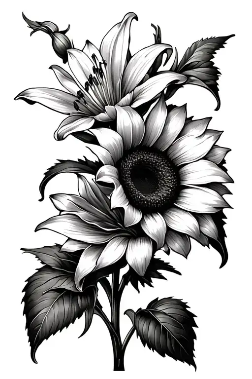 Lilies And Sunflower