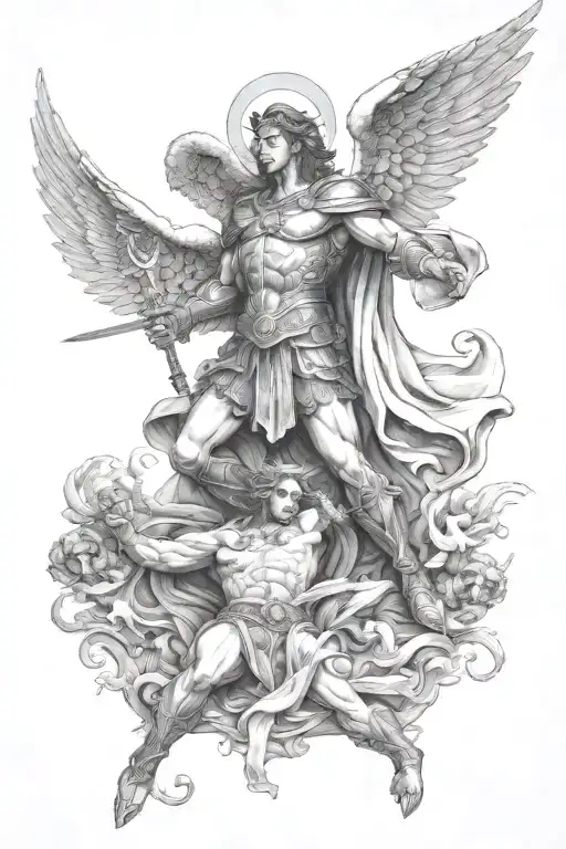 Archangel Michael Killing Lucifer