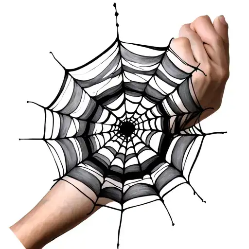 Tattoo With Spider Web On The Elbow Spiraling Polygons