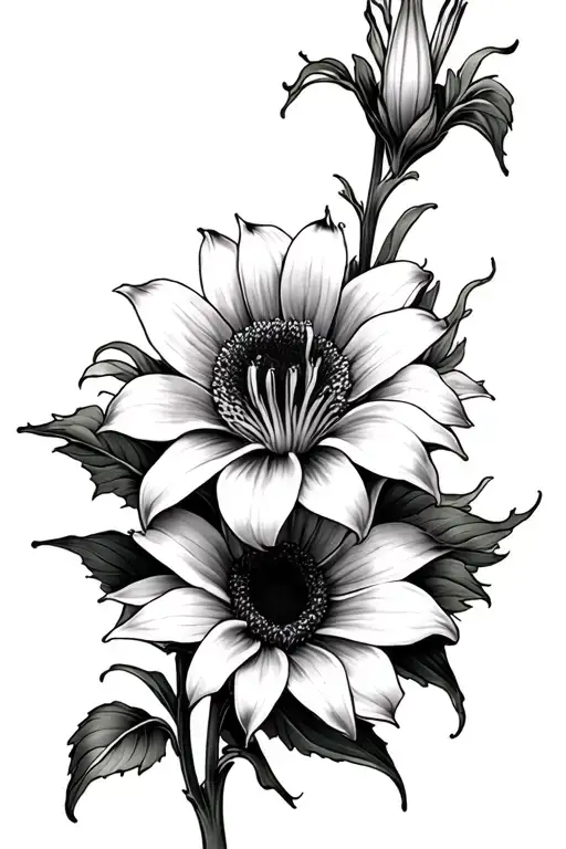 Lilies And Sunflower