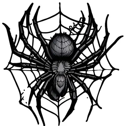 Tattoo With Spider Web On The Elbow Length