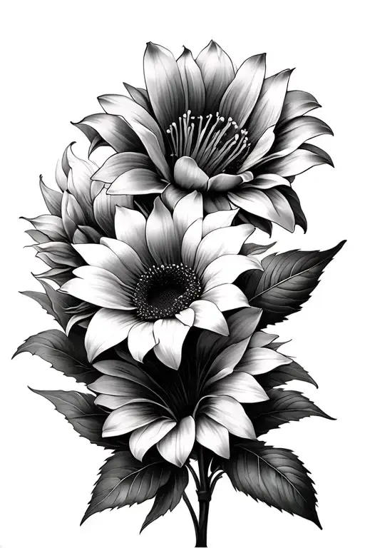 Lilies And Sunflower