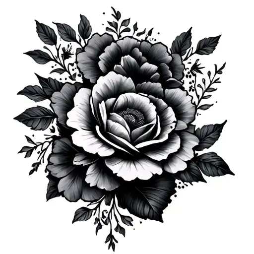 Thigh Tattoo With Flowers Jap Patterns
