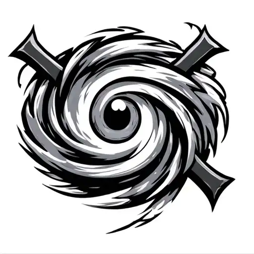 Hurricane Logo With Cross Symbolizing Eye Of Storm