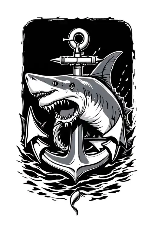 Boat Anchor And Compass Shark Emerging