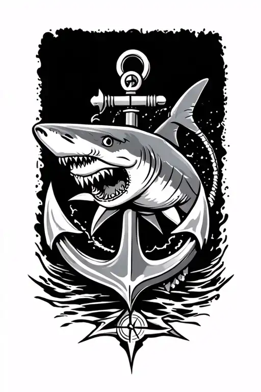 Boat Anchor And Compass Shark Emerging