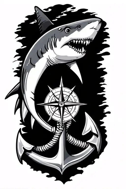 Boat Anchor And Compass Shark Emerging
