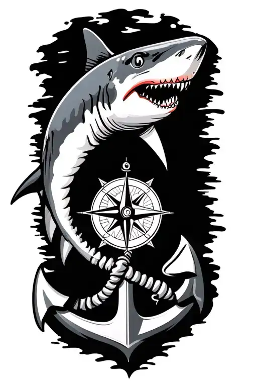 Boat Anchor And Compass Shark Emerging