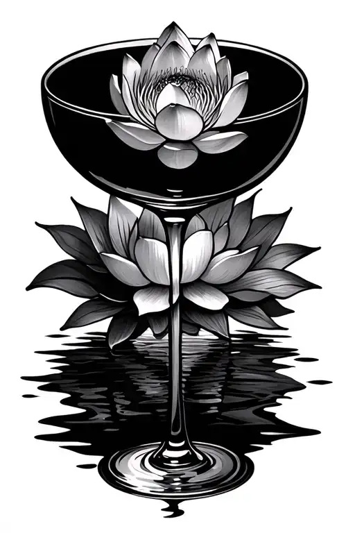 Lotus Flower And Wine Glass