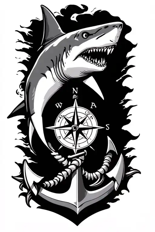 Boat Anchor And Compass Shark Emerging