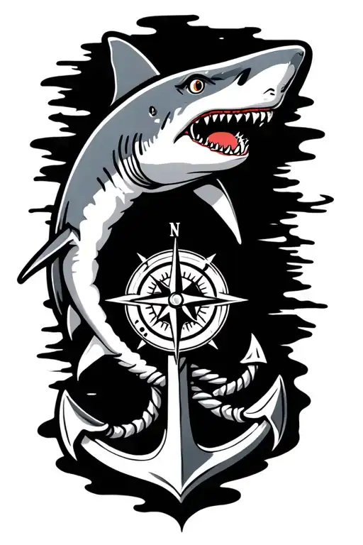 Boat Anchor And Compass Shark Emerging