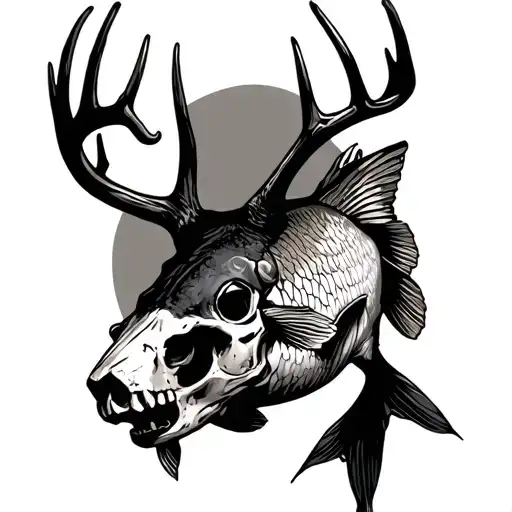 Deer Skull And Bass Fish