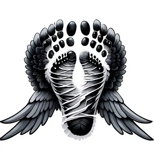 Baby Footprint Wings Wrapped