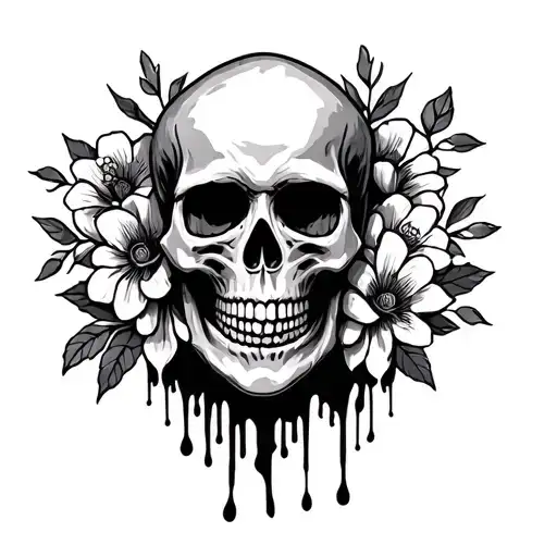 Blood Skull And Flowers Mexican Culter