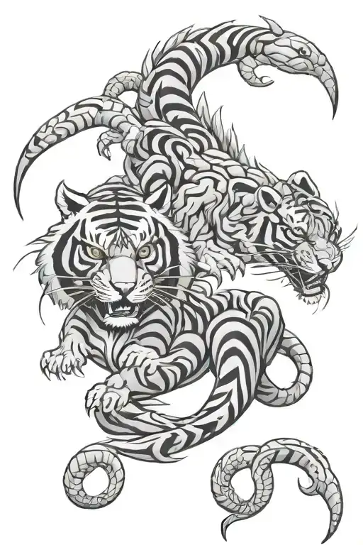 Scorpion And Tiger Surrounded