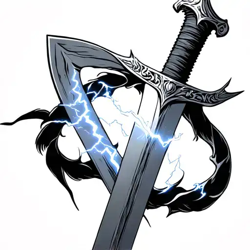 Sword And Lightning Bolt Intertwined