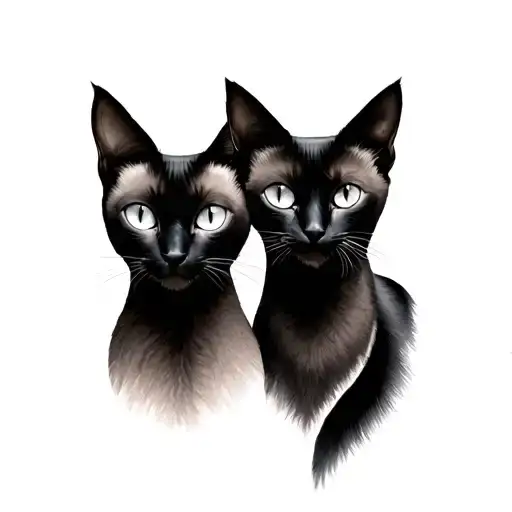 Minimalist Two Black Cats And A Siamese Cat Silhouette
