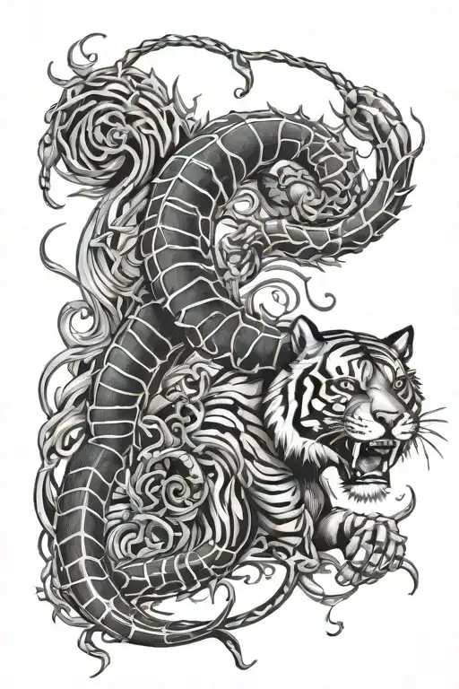 Scorpion And Tiger Surrounded My Music Notes Flowing