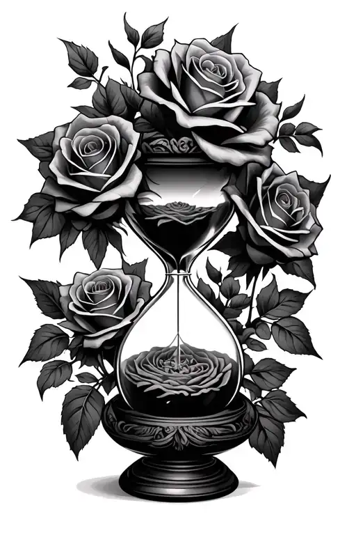 Hour Glass With A Ton Of Roses Representing Life And Death