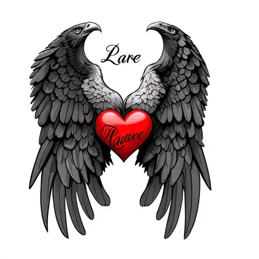 Eagle Wings Heart 4 Name Children