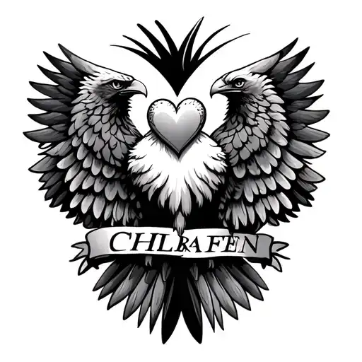 Eagle Wings Heart 4 Name Children