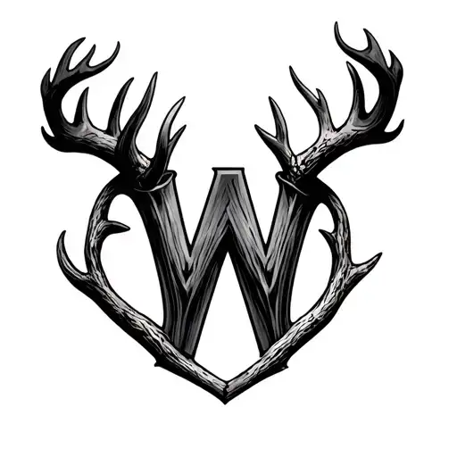 Letter W Made With Deer Antlers That Wrap Around The Shoulder