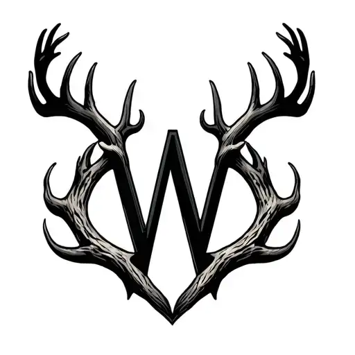 Letter W Made With Deer Antlers That Wrap Around The Shoulder