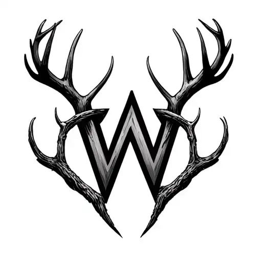 Letter W Made With Deer Antlers That Wrap Around The Shoulder