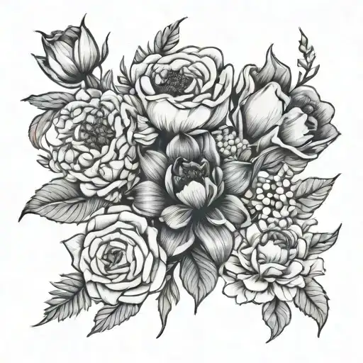 February April June August Birth Flower Bouquet